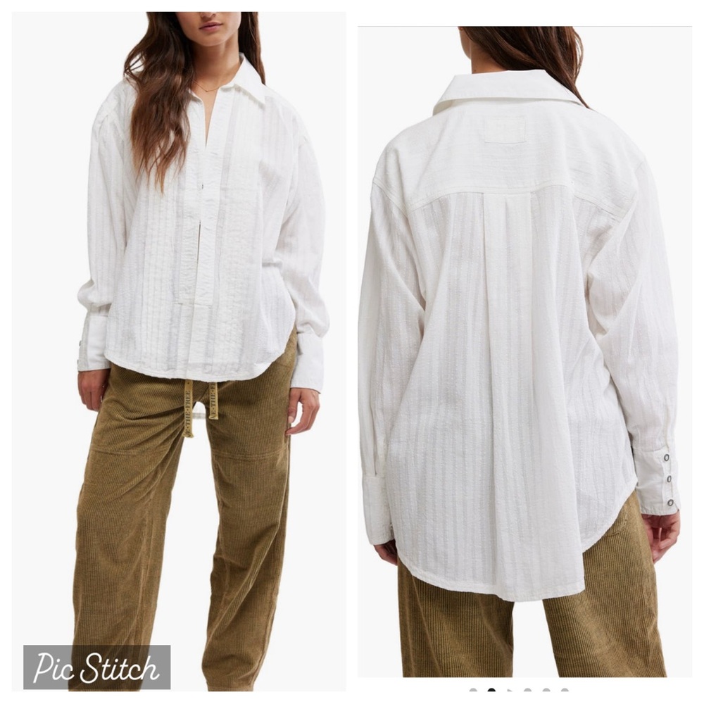Free People White Button Down Shirt